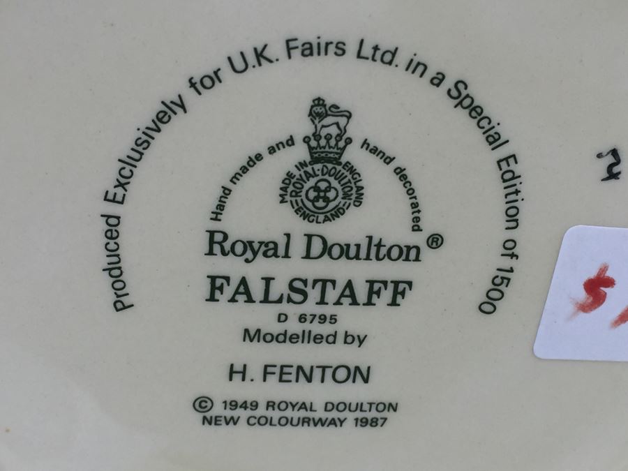 Royal Doulton Large 'Falstaff' D6795 Character Pitcher 1987 [Photo 12]
