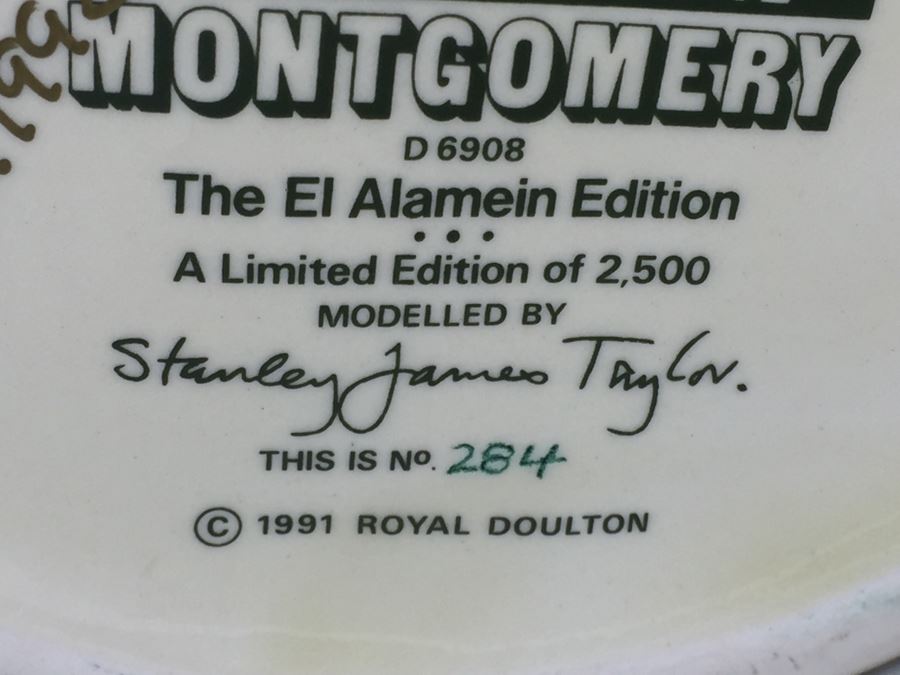 Royal Doulton Large 'Field Marshall Montgomery The El Alamein Edition' D6908 Character Pitcher 1991 Limited Edition 284 Of 2,500 Signed By Michael Doulton [Photo 14]