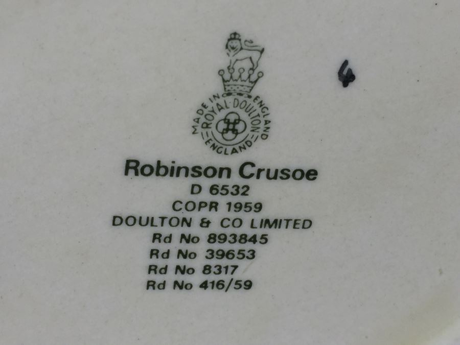 Royal Doulton Large 'Robinson Crusoe' D6532 Character Pitcher 1959 [Photo 12]
