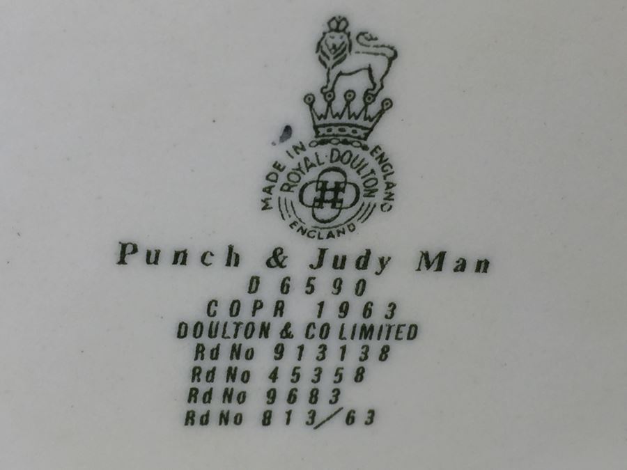 Royal Doulton Large 'Punch & Judy Man' D6590 Character Pitcher 1963 [Photo 13]