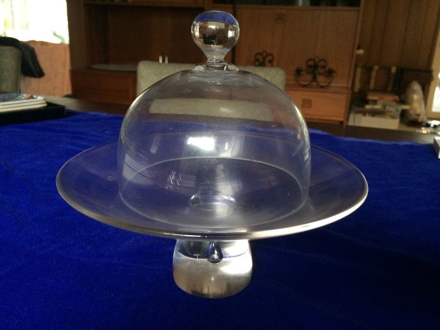 Glass Footed Cheese Plate with Glass Dome