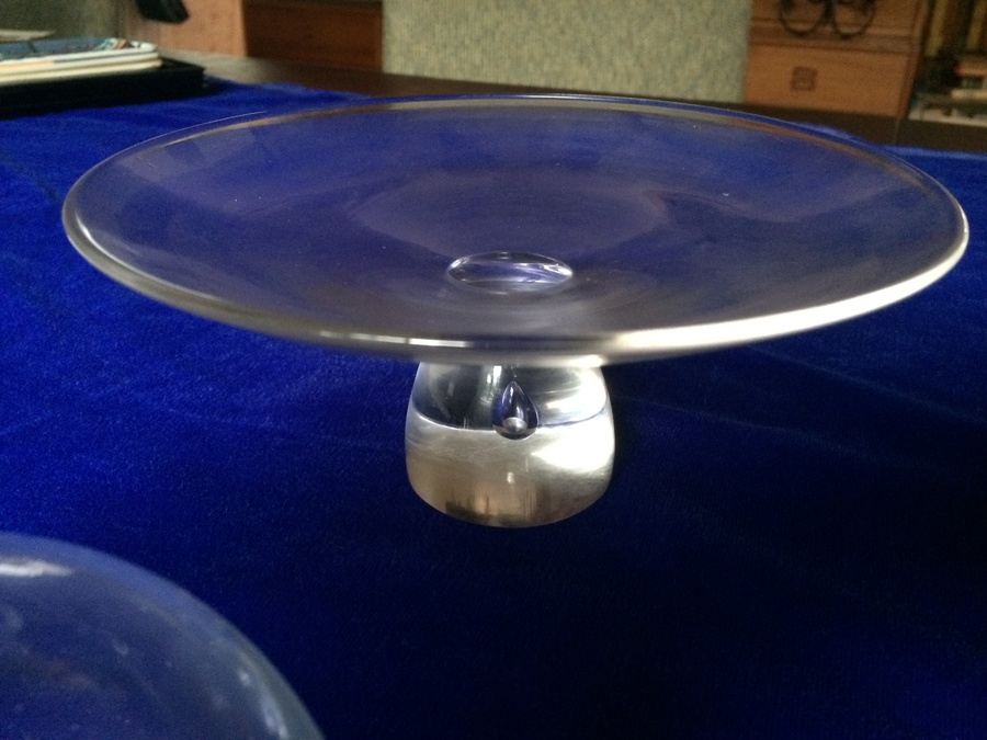 Glass Footed Cheese Plate with Glass Dome