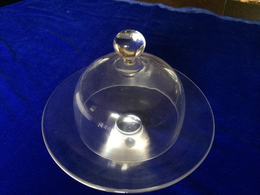 Glass Footed Cheese Plate with Glass Dome [Photo 3]