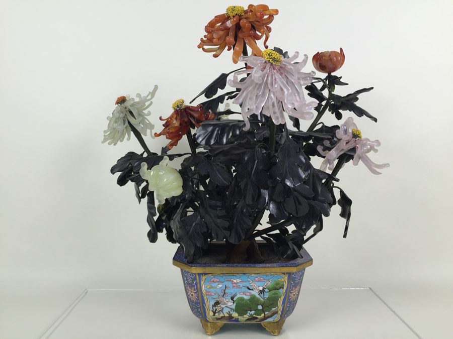 Large Jade Tree With Cloisonne Pot [Photo 4]