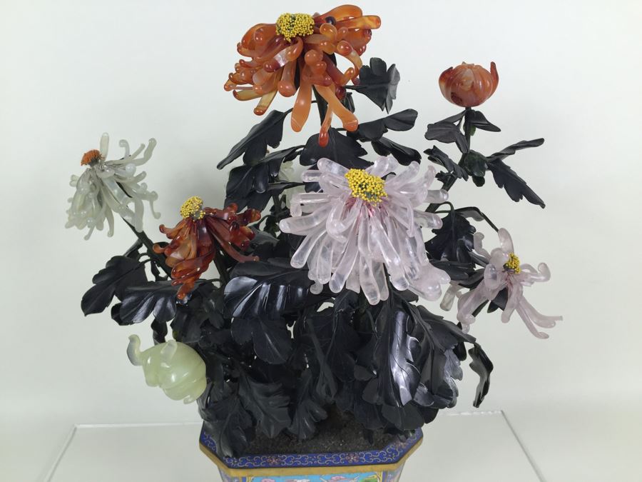 Large Jade Tree With Cloisonne Pot [Photo 2]