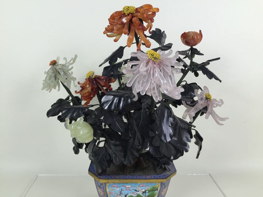 Large Jade Tree With Cloisonne Pot [Photo 14]