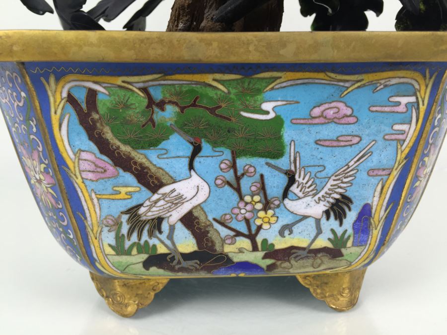 Large Jade Tree With Cloisonne Pot [Photo 19]