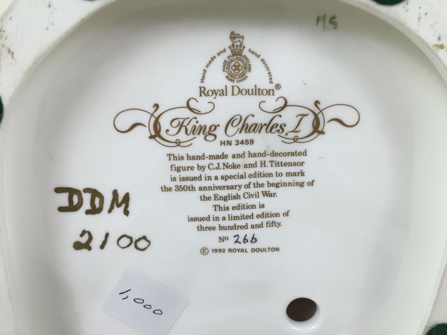 Royal Doulton Large 'King Charles I' HN 3459 Character Figure 1992 Limited Edition 266 Of 350 [Photo 18]