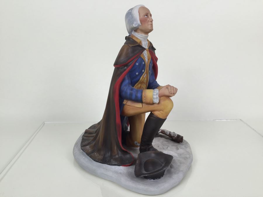 Royal Doulton Large 'General Washington At Prayer Winter At Valley Forge 1777-1778' HN2861 Character Figure With Wooden Bas 1974 Limited Edition 184 Of 750 Signed By Michael Doulton And Sculptor Laszlo Ispanky Matte Finish Estimate $2,400 [Photo 17]