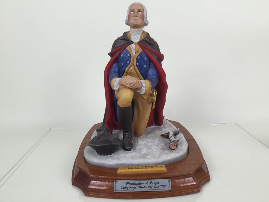 Royal Doulton Large 'General Washington At Prayer Winter At Valley Forge 1777-1778' HN2861 Character Figure With Wooden Bas 1974 Limited Edition 184 Of 750 Signed By Michael Doulton And Sculptor Laszlo Ispanky Matte Finish Estimate $2,400