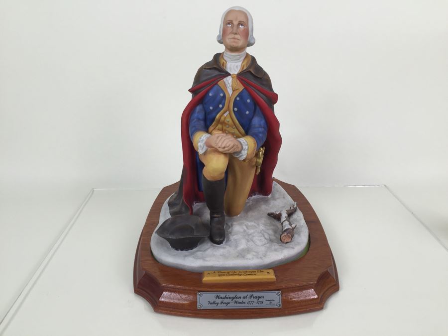 Royal Doulton Large 'General Washington At Prayer Winter At Valley Forge 1777-1778' HN2861 Character Figure With Wooden Bas 1974 Limited Edition 184 Of 750 Signed By Michael Doulton And Sculptor Laszlo Ispanky Matte Finish Estimate $2,400 [Photo 24]