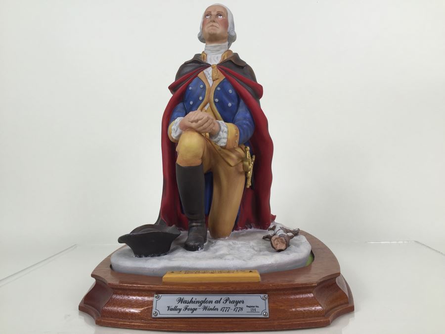 Royal Doulton Large 'General Washington At Prayer Winter At Valley Forge 1777-1778' HN2861 Character Figure With Wooden Bas 1974 Limited Edition 184 Of 750 Signed By Michael Doulton And Sculptor Laszlo Ispanky Matte Finish Estimate $2,400 [Photo 27]