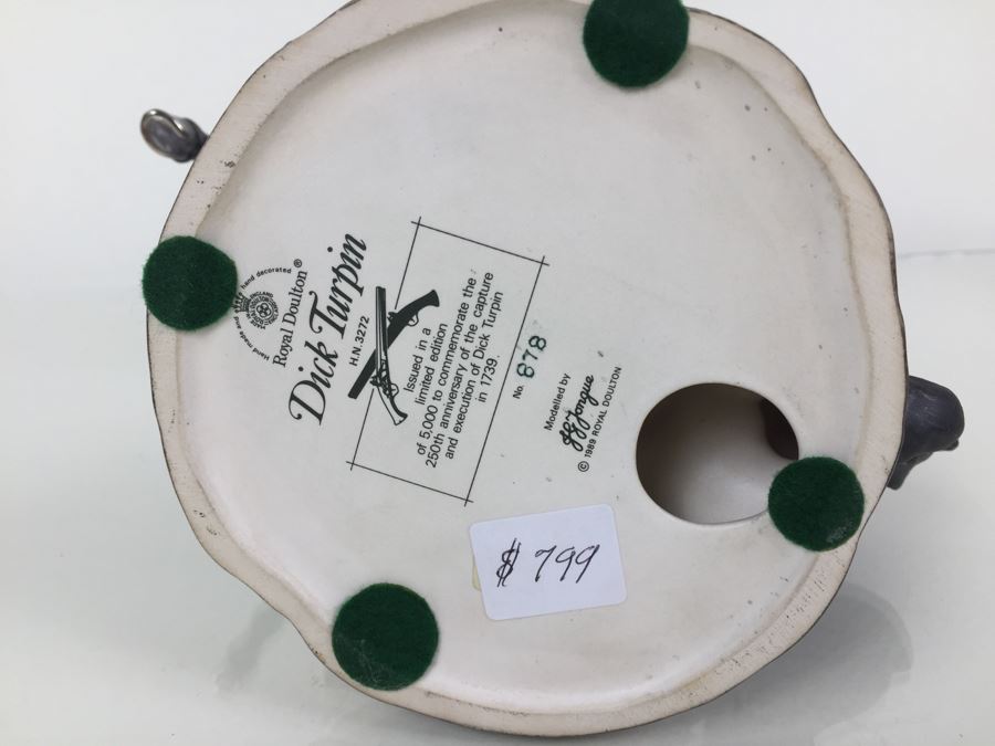 Royal Doulton Large 'Dick Turpin' HN3272 Character Jug 1989 Limited Edition 878 Of 5,000 Matte Finish [Photo 18]