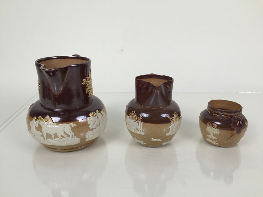 (3) Royal Doulton Relief Pitchers Jugs Handled [Photo 9]