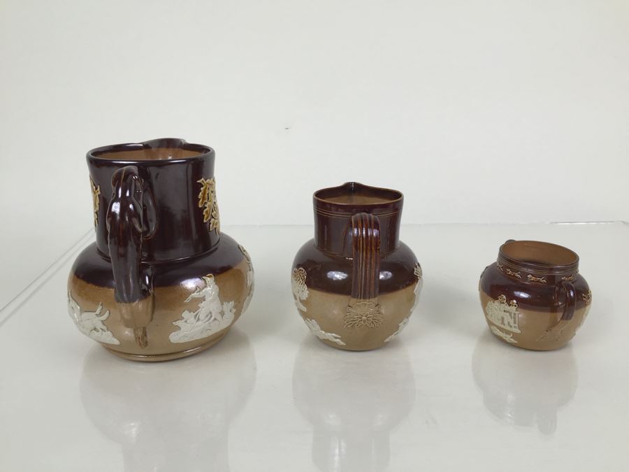 (3) Royal Doulton Relief Pitchers Jugs Handled [Photo 18]