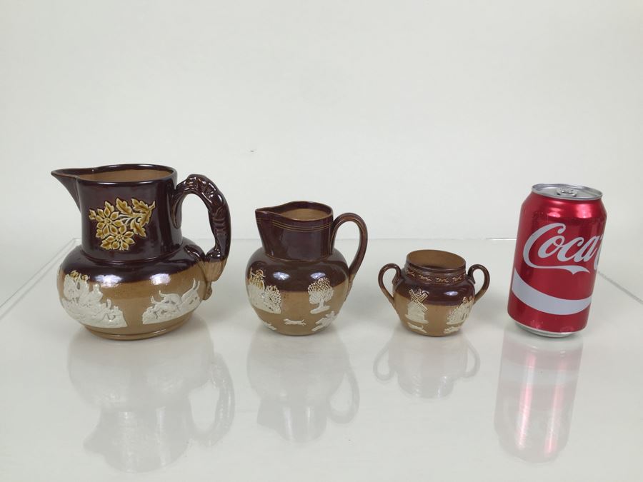 (3) Royal Doulton Relief Pitchers Jugs Handled [Photo 1]