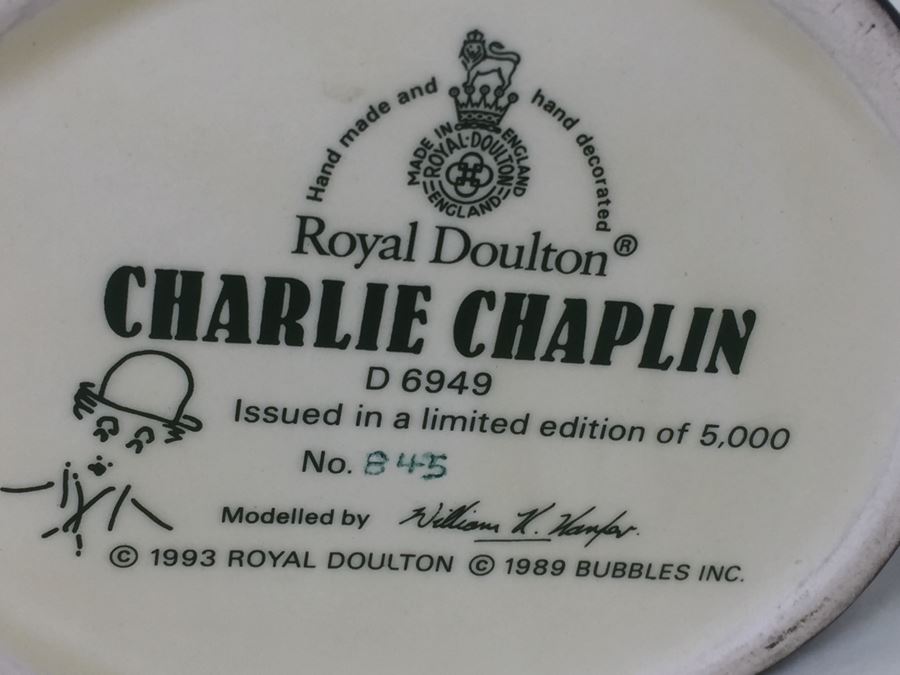 Royal Doulton Large 'Charlie Chaplin' D6949 Character Jug 1993 Limited Edition 845 Of 5,000 [Photo 10]