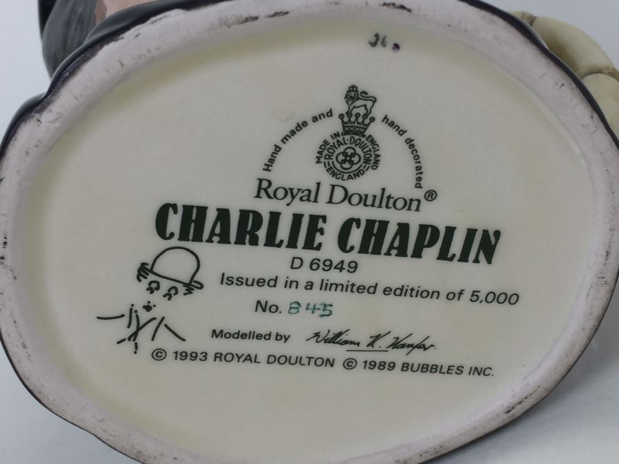 Royal Doulton Large 'Charlie Chaplin' D6949 Character Jug 1993 Limited Edition 845 Of 5,000 [Photo 3]