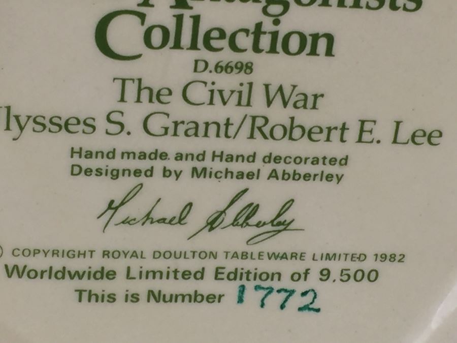 Royal Doulton Large The Antagonists' Collection 'Ulysses S. Grant/Robert E. Lee' D6698 Character Jug 1982 Limited Edition 1,772 Of 9,500 [Photo 13]