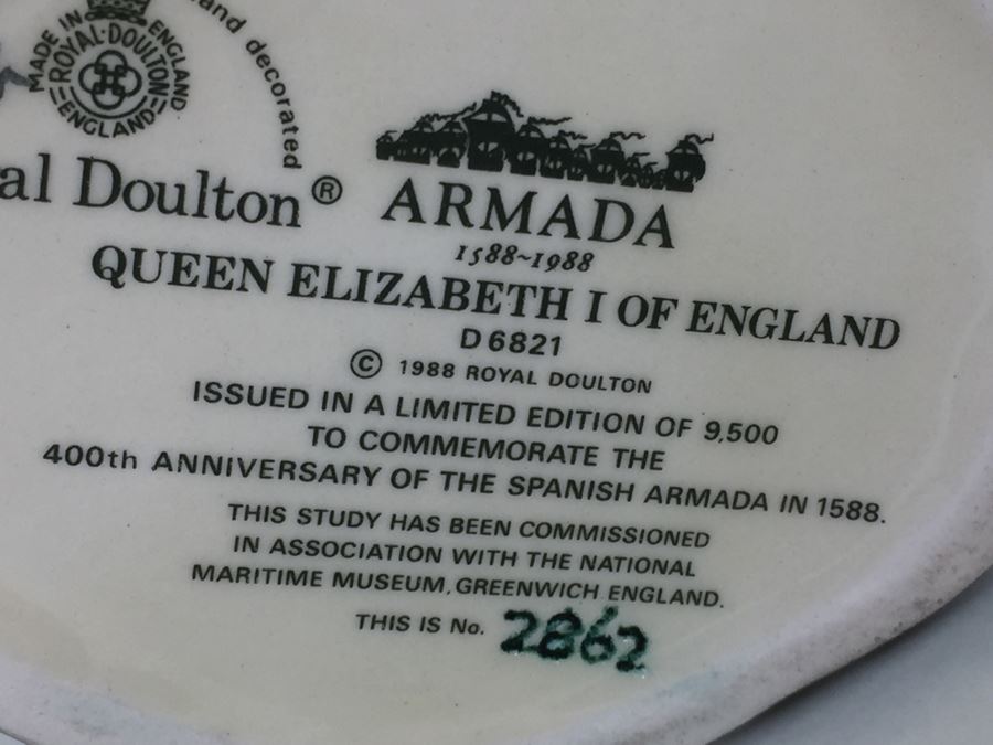 Royal Doulton Small 'Queen Elizabeth I of England' D6821 Character Mug 1988 Limited Edition 2,862 Of 9,500 [Photo 3]