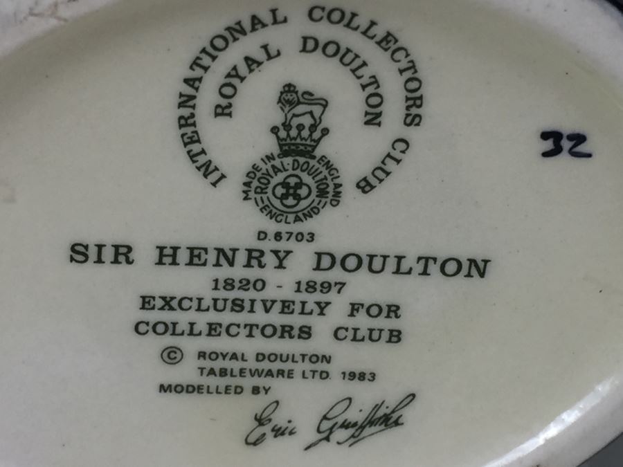 Royal Doulton Small 'Sir Henry Doulton' D6703 Character Jug 1983 Exclusively For Collectors Club [Photo 9]