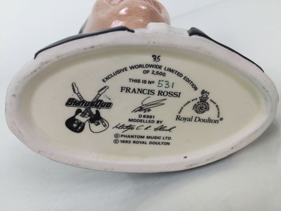 Royal Doulton Medium 'Francis Rossi' D6961 Character Jug 1993 Limited Edition 531 Of 2,500 [Photo 3]