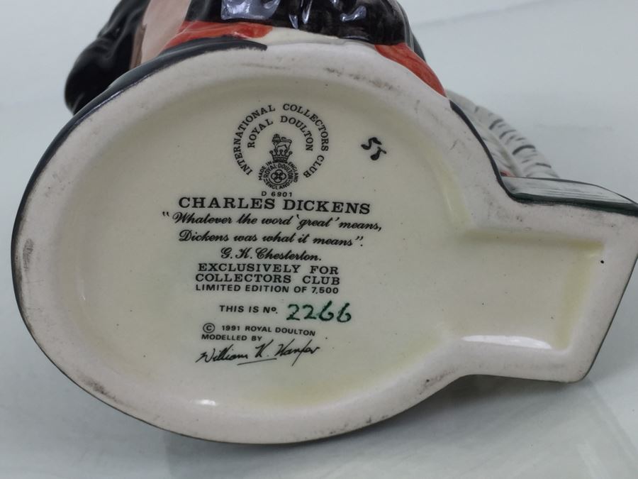 Royal Doulton Medium 'Charles Dickens' D6901 Character Jug 1991 Limited Edition 2,266 Of 7,500 [Photo 3]