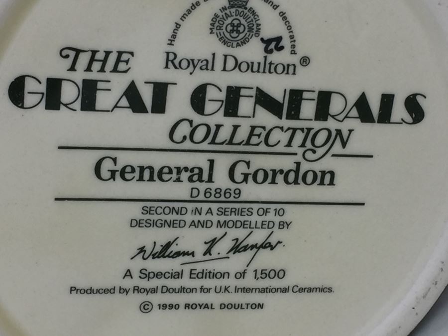 Royal Doulton Large The Great Generals Collection 'General Gordon' D6869 Character Pitcher 1990 Special Edition Of 1,500 [Photo 11]