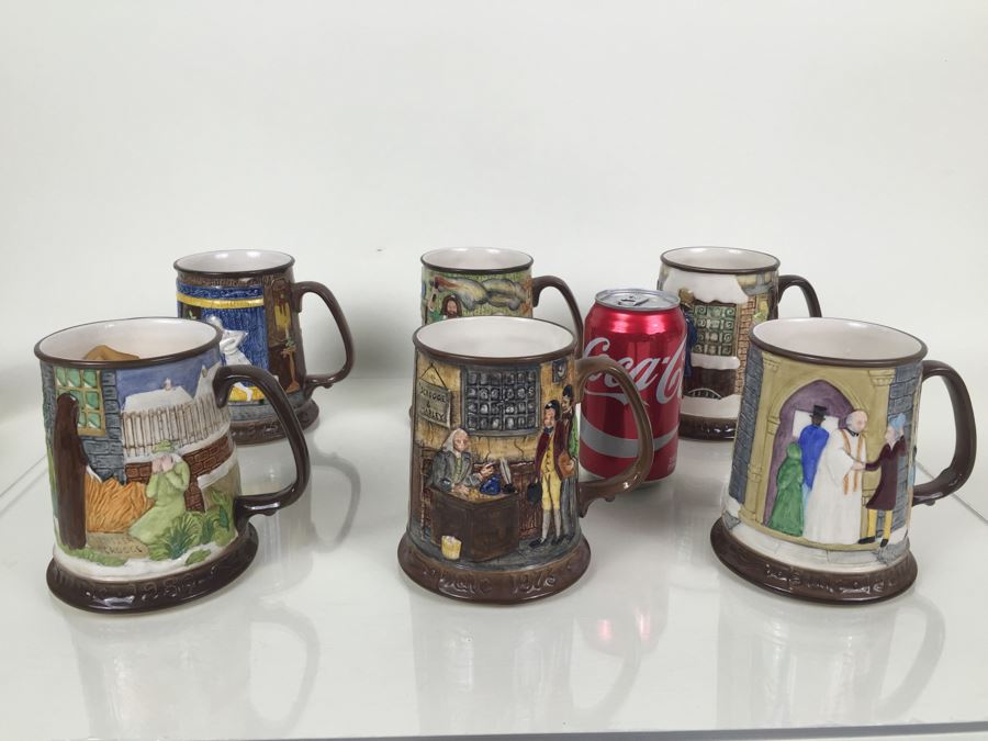 (6) Beswick Royal Doulton Group Mugs Christmas Carol Charles Dickens Limited Editions [Photo 1]