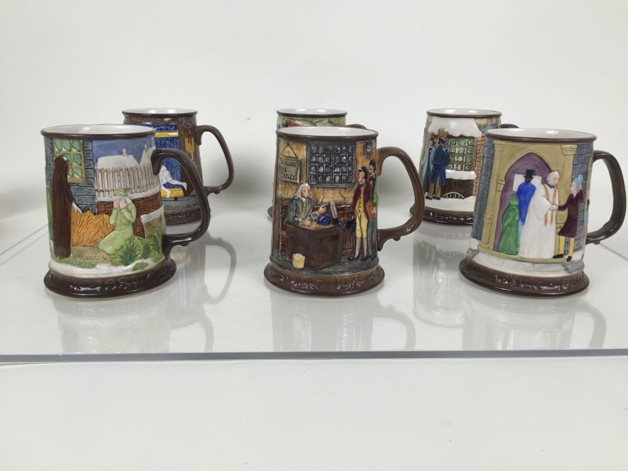 (6) Beswick Royal Doulton Group Mugs Christmas Carol Charles Dickens Limited Editions [Photo 5]