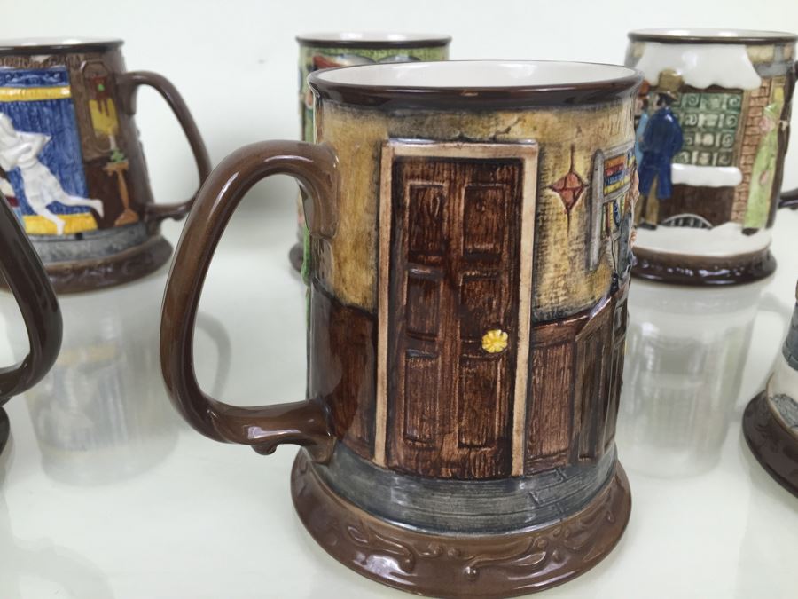 (6) Beswick Royal Doulton Group Mugs Christmas Carol Charles Dickens Limited Editions [Photo 8]