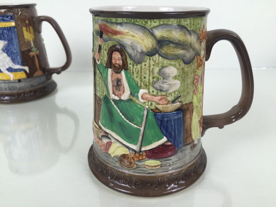 (6) Beswick Royal Doulton Group Mugs Christmas Carol Charles Dickens ...