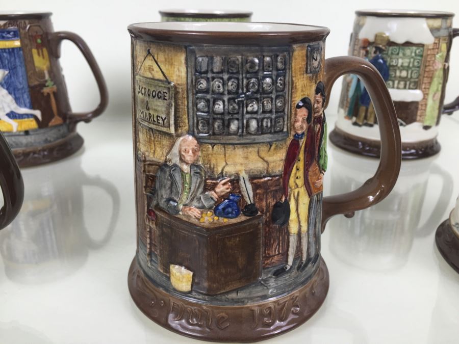 (6) Beswick Royal Doulton Group Mugs Christmas Carol Charles Dickens Limited Editions [Photo 2]
