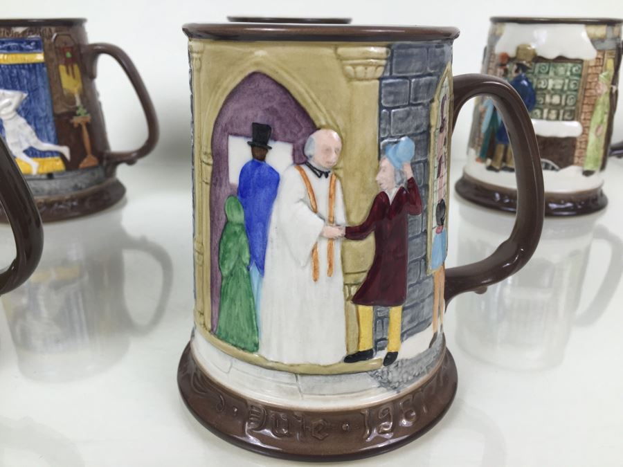 (6) Beswick Royal Doulton Group Mugs Christmas Carol Charles Dickens Limited Editions [Photo 13]
