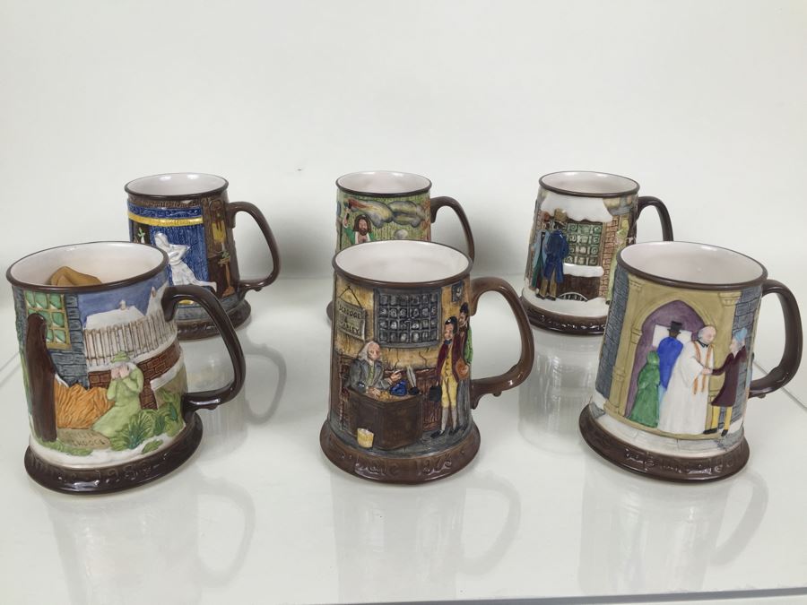 (6) Beswick Royal Doulton Group Mugs Christmas Carol Charles Dickens Limited Editions [Photo 4]