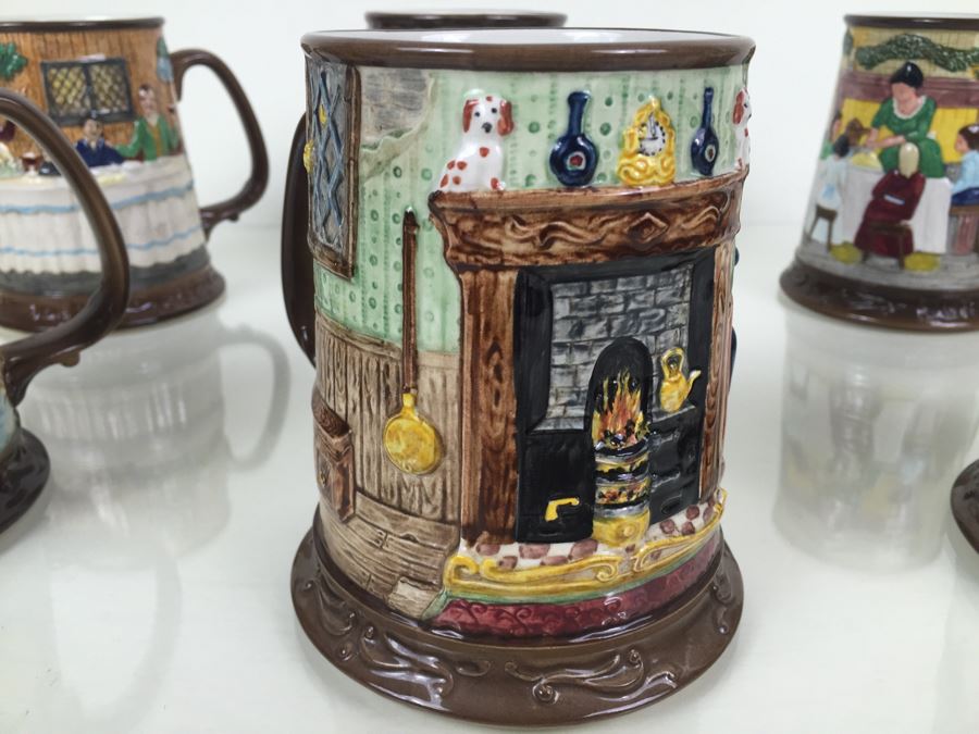 (6) Beswick Royal Doulton Group Mugs Christmas Carol Charles Dickens Limited Editions [Photo 8]