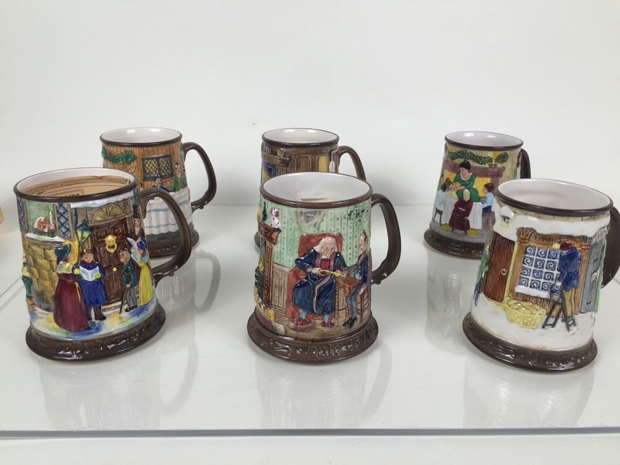 (6) Beswick Royal Doulton Group Mugs Christmas Carol Charles Dickens Limited Editions [Photo 4]