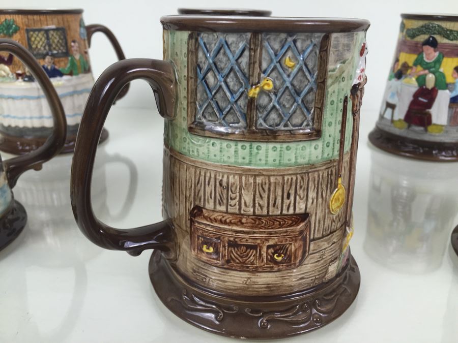 (6) Beswick Royal Doulton Group Mugs Christmas Carol Charles Dickens Limited Editions [Photo 7]