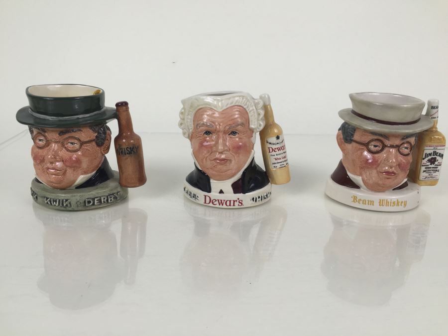 (3) Royal Doulton Character Jugs Liquor Advertising Dewar's, Beam Whiskey And Pick-Kwik Wines And Spirits Derby Limited Edition Of 2,000 [Photo 2]