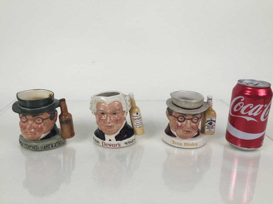 (3) Royal Doulton Character Jugs Liquor Advertising Dewar's, Beam Whiskey And Pick-Kwik Wines And Spirits Derby Limited Edition Of 2,000 [Photo 1]