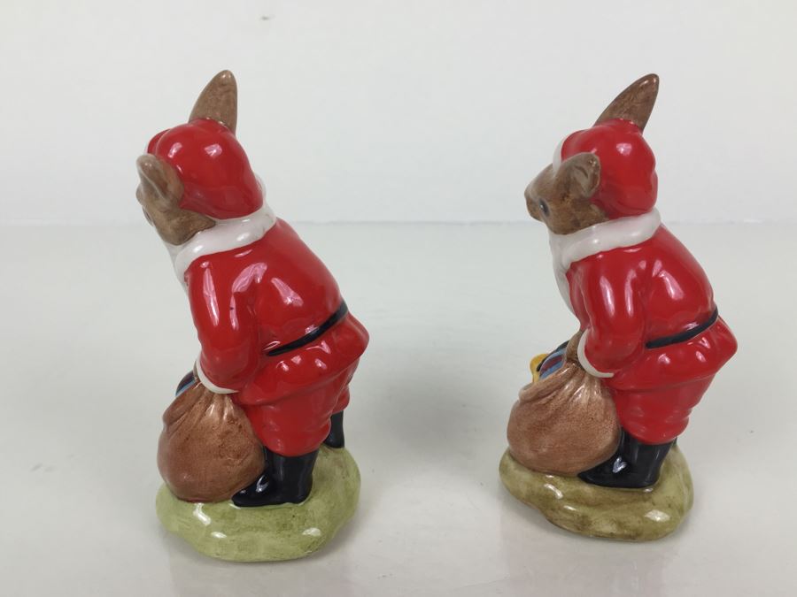 Pair Of Royal Doulton Santa Bunnykins 'Happy Christmas' DB17 1981 One Is Signed [Photo 6]
