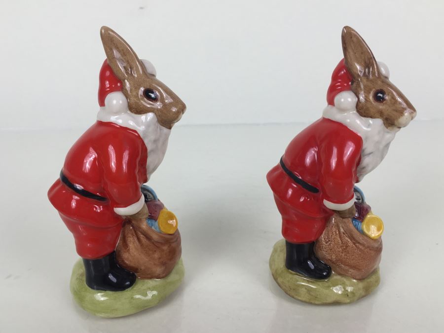 Pair Of Royal Doulton Santa Bunnykins 'Happy Christmas' DB17 1981 One Is Signed [Photo 2]