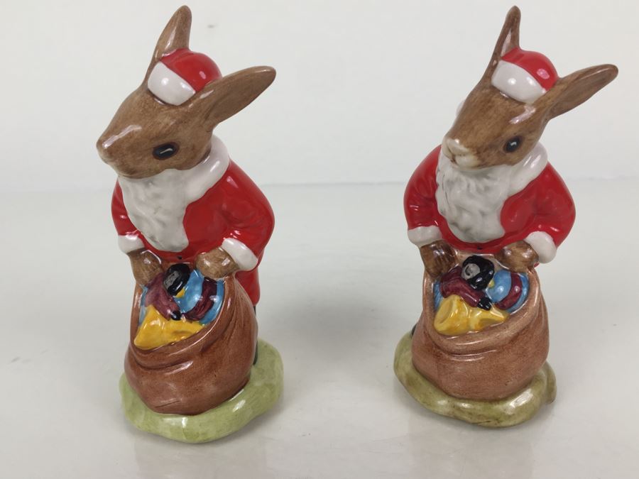 Pair Of Royal Doulton Santa Bunnykins 'Happy Christmas' DB17 1981 One Is Signed [Photo 7]