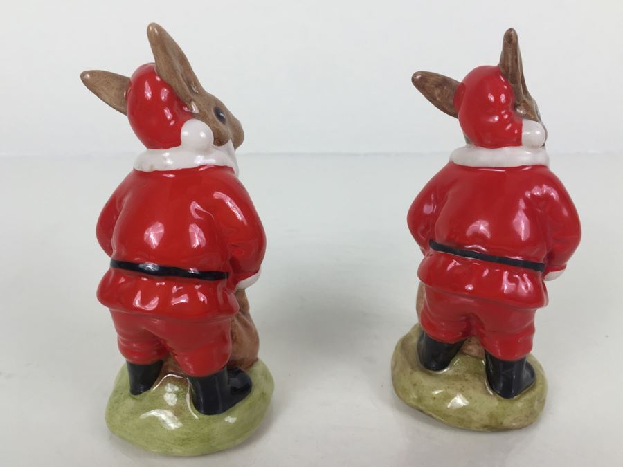 Pair Of Royal Doulton Santa Bunnykins 'Happy Christmas' DB17 1981 One Is Signed [Photo 5]