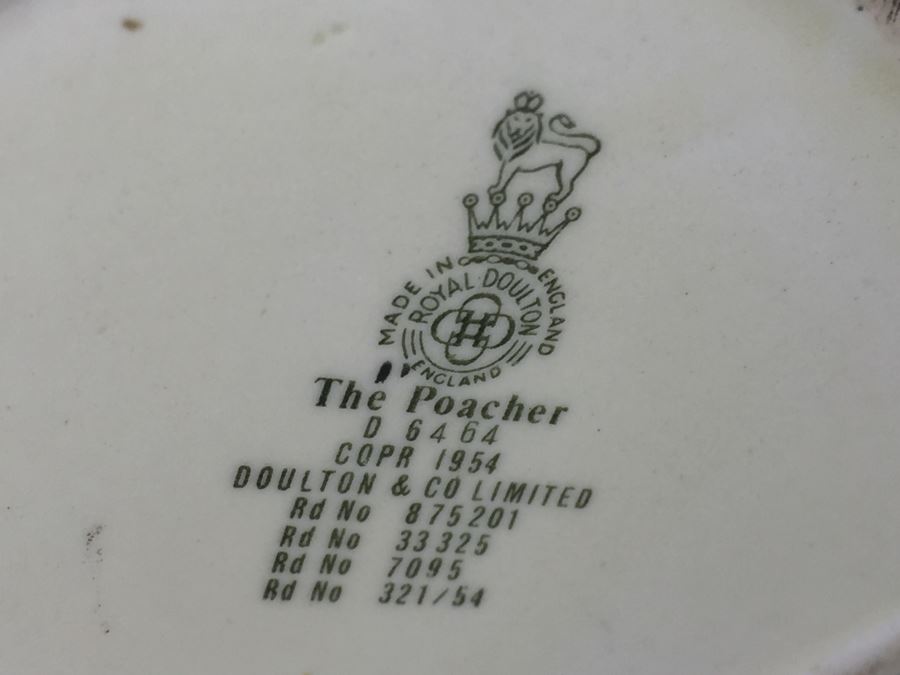 Royal Doulton Character Jug Liquor Decanter 'The Poacher' D6464 1954 [Photo 10]