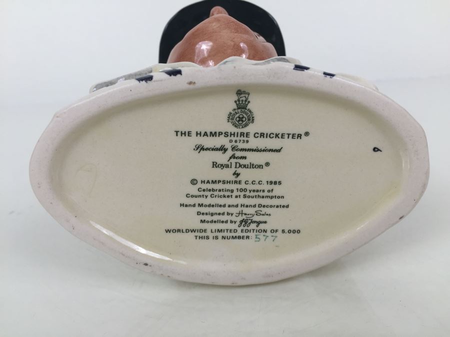 Royal Doulton Medium Character Jug The Hampshire Cricketer D6739 1985 Limited Edition 577 Of 5,000 [Photo 3]