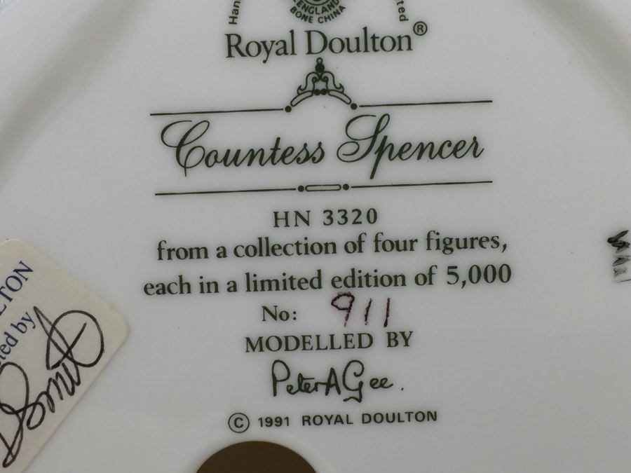 Royal Doulton Figure 'Countess Spencer' HN3320 1991 Limited Edition 911 Of 5,000 [Photo 11]