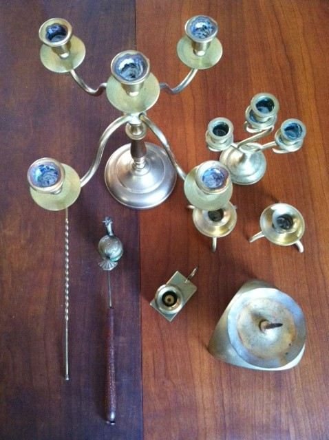 Brass Candle Holder Candelabra Snuffer Lot [Photo 1]
