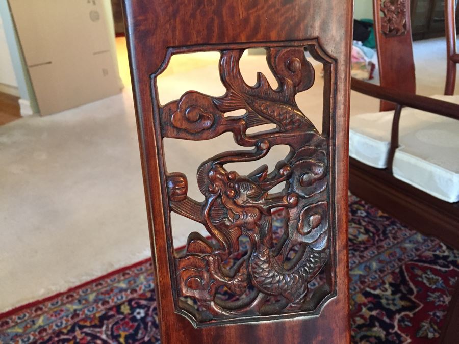 Stunning Chinese Rosewood Dining Table With 8 Rosewood Chairs (2 Armchairs) And 2 Leaves [Photo 32]