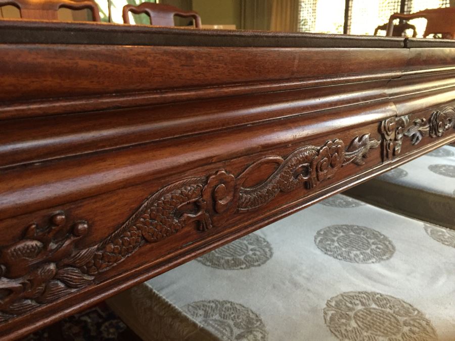 Stunning Chinese Rosewood Dining Table With 8 Rosewood Chairs (2 Armchairs) And 2 Leaves [Photo 9]